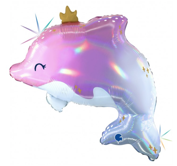 XL Folienballon Figur - Pink-Lilafarbener glänzender Delphin - 69cm